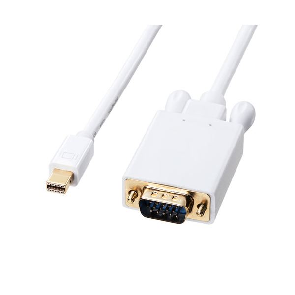 サンワサプライ ミニDisplayPort-VGA変換ケーブル 1m ホワイト KC-MDPVA10 パソコン ケーブル ケーブルカバー