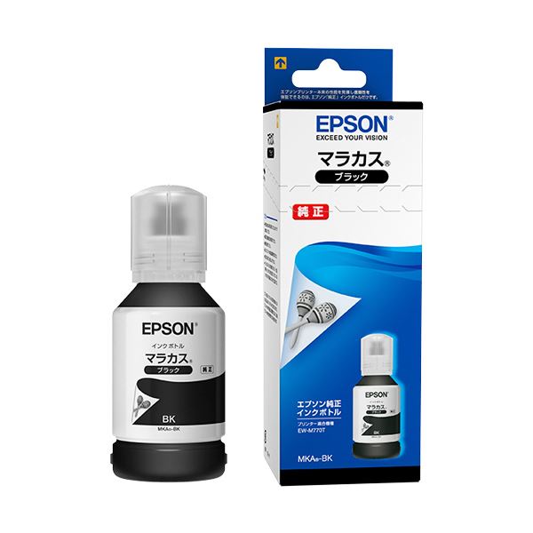 EPSON 純然たる品 エプソン インキ壜 マラカス黒いこと MKA-BK 1個 【×５仕かける】 【お徳用 まとめ買い お買い得 御勤め用 銀行割引 仕かける売りわたす】 印刷者 マイコン支給・摺り切る品 印刷者・FAX用インキ インキ インキ薬莢 トナー エプソン(EPSON)用