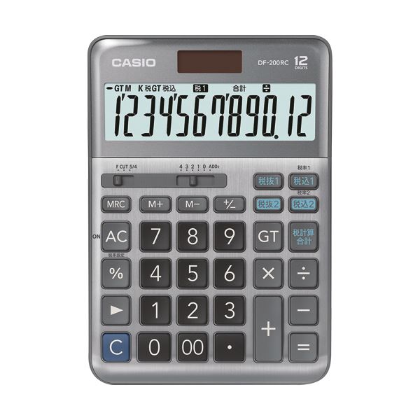 カシオ 軽減税率電卓 12桁デスクタイプ DF-200RC-N 1台 文具 オフィス用品 電卓