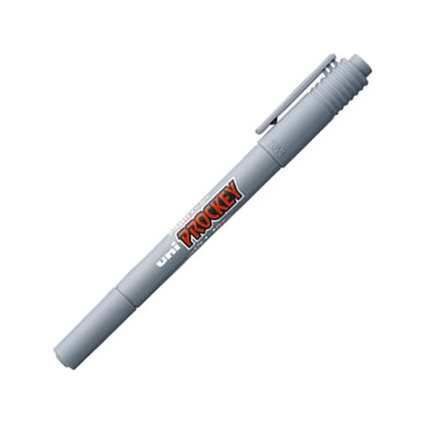 三菱鉛筆 水性マーカー プロッキー 細字丸芯+極細 灰 PM120T.37 1本 【×100セット】 【 セット販売 まとめ買い 割引 オフィス 文房具 文具 業務用 オフィス用品 】 文具 オフィス用品 ペン ボールペン