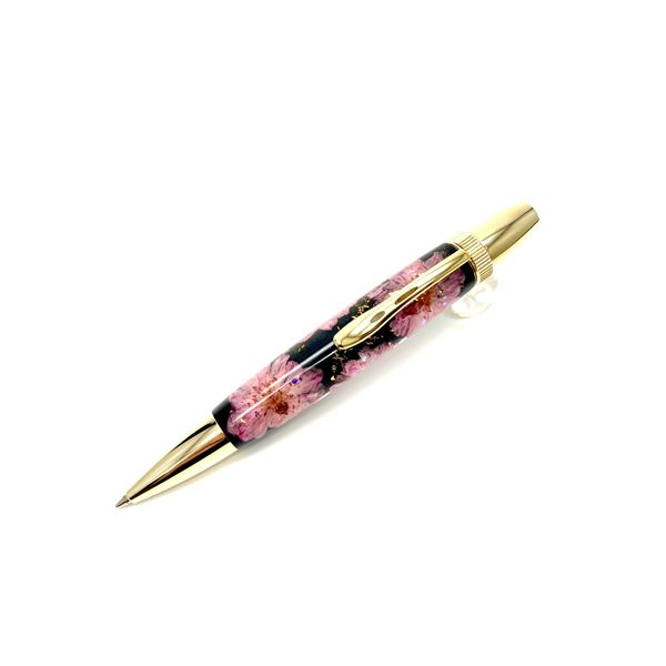 花柄 ボールペン / 文房具 【八重桜 ブラック】 パーカータイプ 芯：0.7mm 日本製 文具 オフィス用品 『Frower Pen』 文具 オフィス用品 ペン ボールペン