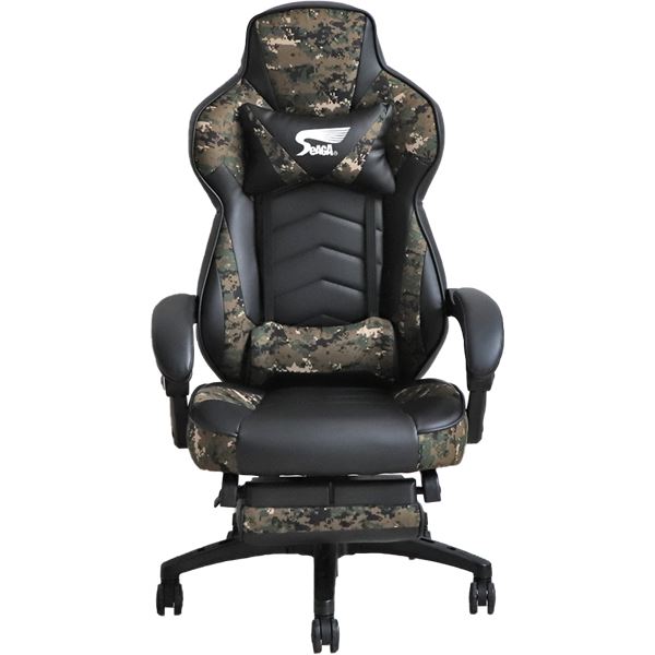 ゲーミングチェア サバイバーオフィスチェア グリーン リクライニング付き フットレスト付き SeAGA-03 組立品 インテリア 家具 オフィス家具 事務用チェア 高機能チェア