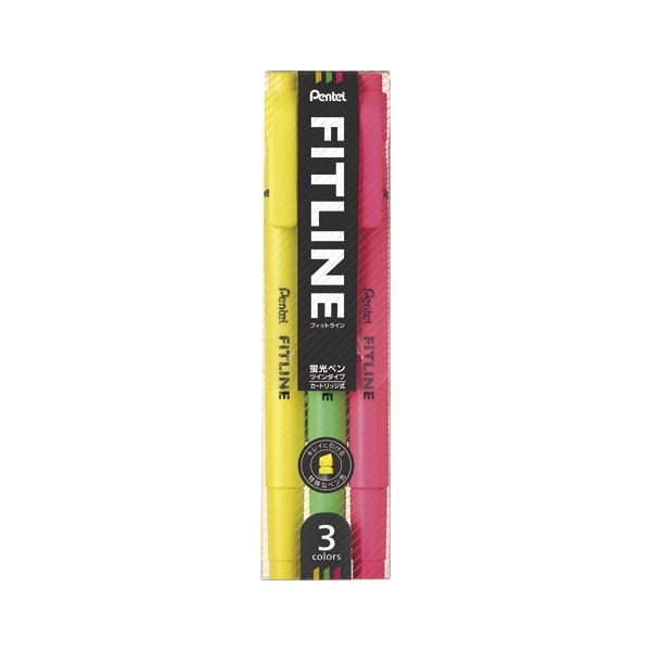ぺんてる FITLINE 蛍光ペン 3色セット（ピンク ・ イエロー ・ ライトグリーン） 【×20セット】 【 セット販売 まとめ買い 割引 オフィス 文房具 文具 業務用 オフィス用品 】 文具 オフィス用品 ペン ボールペン