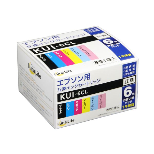 ワールドビジネスサプライ Luna Life エプソン用 KUI-6CL 互換インクカートリッジ 6本セット PC プリンター インク インクカートリッジ トナー インク カートリッジ エプソン(EPSON)用