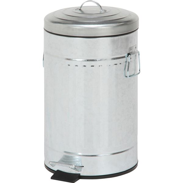 ダストボックス ゴミ箱 12L 約幅310mm 円形 ガルバナイズ スチール ふた付 ペダル式 ラウンドペダルペール キッチン 台所（ﾒｰｶｰ名:不二貿易） ゴミ箱　ダストボックス