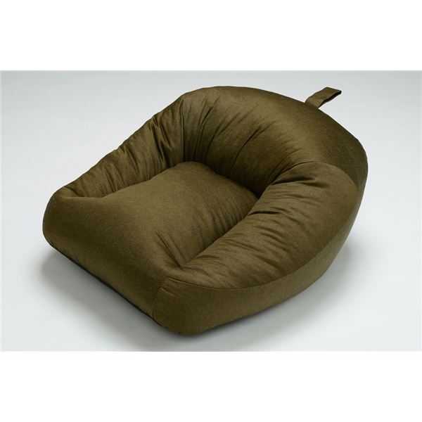 ふんわり あぐらクッション / ローソファー 【1人掛け デニム生地 カーキ】 コンパクト 日本製 インテリア 家具 ソファ 一人掛けソファ