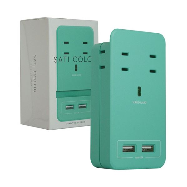 ファーゴ SATI COLOR電源タップ AC4個口+USB2ポート ライトブルー CT221LB 1個パソコン 電源タップ タップ