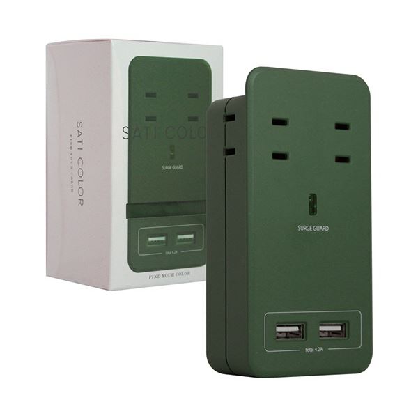 ファーゴ SATI COLOR電源タップ AC4個口+USB2ポート オリーブ CT221OV 1個パソコン 電源タップ タップ