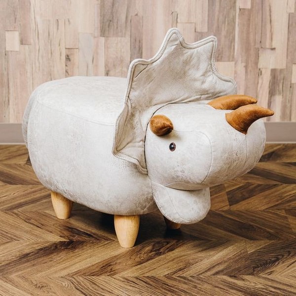 恐竜モチーフのスツール Triceratops（トリケラトプス）ベージュ インテリア 家具 椅子 スツール ベンチ