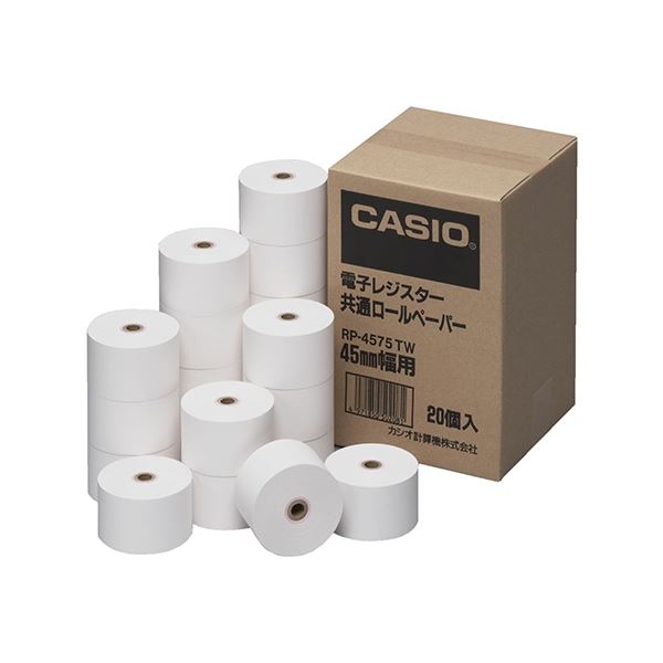 カシオ 陰電子金銭登録器用 ロールペーパー紙幅45粍 RP-4575-TW 1容器に並べる （20個） 【×３書き割り】 【お徳用 まとめ買い お買い得 お役目用 銀行割引 書き割り売りわたす】 日装置雑貨・文房具・手芸 文房具・事務装置 文具 事務室装置 文房具 事務装置 金銭登録器