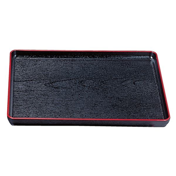 尺7 耐熱大寿木目盆 / トレー　お盆 【黒天朱SL】 520mm×400mm×26mm 日本製 食洗機対応 〔和食 レストラン 居酒屋 店舗 飲食店 給仕 業務用 お店 配膳 食堂 トレイ 〕 キッチン 食器 キッチン用品 飲食店 料理