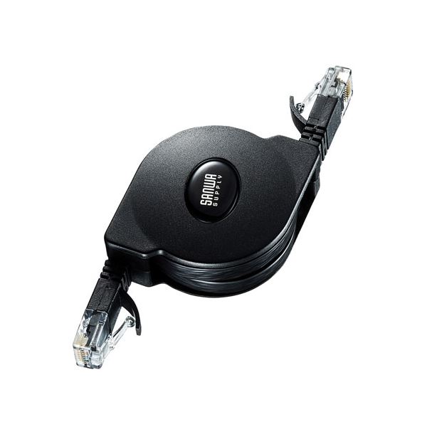 サンワサプライ 自動巻取り LANケーブル ブラック KB-MK19BK【×2セット】 【 セット販売 まとめ買い 割引 】 パソコン ケーブル ケーブルカバー LANケーブル