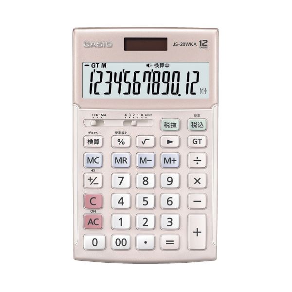 CASIO カシオ計算機 実務電卓検算 ジャスト12桁 ピンク JS-20WKA-PK-N 文具 オフィス用品 電卓