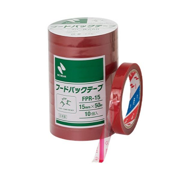 ニチバン フードパックテープ 15mm×50m 赤 FPR-15 1パック(10巻) 【×3セット】 【 セット販売 まとめ買い 割引 】 キッチン 食器 キッチン用品 飲食店 料理