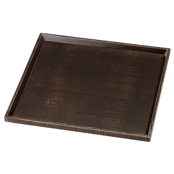 9寸 荒彫角盆 / トレー 【よもぎ塗 木】 272×272×17mm 木製 日本製 〔和食 レストラン 居酒屋 店舗 飲食店 給仕 業務用 お店 配膳 食堂 〕 キッチン 食器 キッチン用品 飲食店 料理