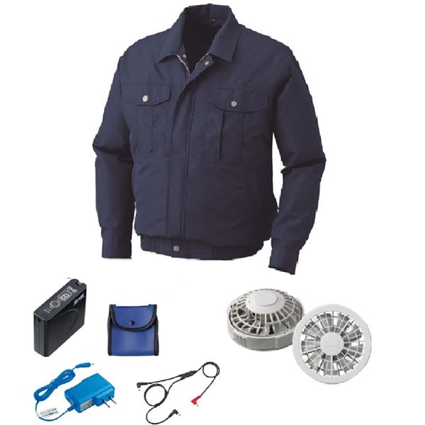 KU90540 空調服 作業着 R ポリエステル製 FAN2200G ・ RD9261 ・ LISUPER1セット ダークブルー 5L 工事 DIY 工具 作業着