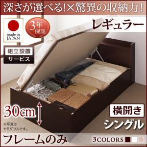 【組立設置ｻｰﾋﾞｽ付 跳ね上げ式ベッド 収納ベッド 】 収納家具 収納ベッド 大容量 ベッドフレームのみ（マットレス無しタイプ）【横開き】 シングル シングルベッド 【深さ:レギュラー】 【横開き】 シングル シングルベッド 収納 跳ね上げ式ベッド 収納ベッド