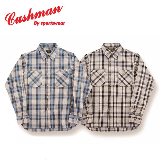 全国どこでも 送料無料 ！！春夏新作！！【CUSHMAN】C/L チェック ワークシャツ【クッシュマン】メンズ＆レディース 長袖シャツ コットン86％ リネン14％ アメカジ 25421｜AGOGO