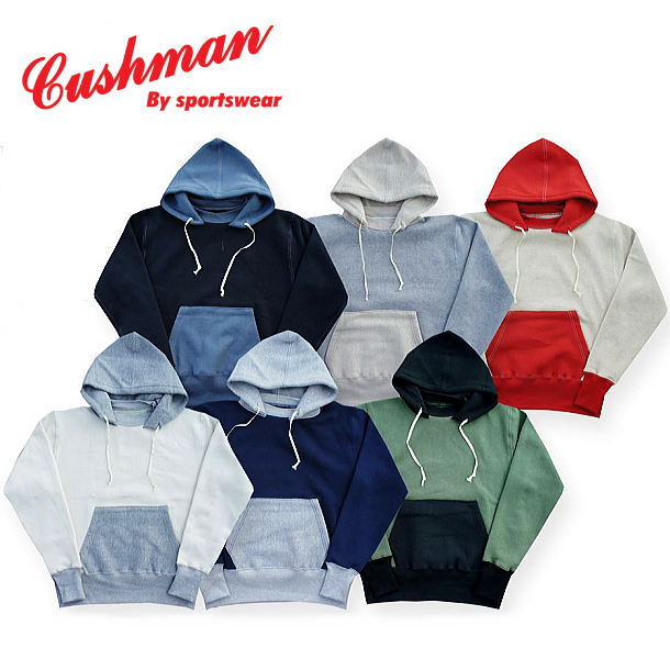 全国どこでも 送料無料 ！！ 秋冬新作！！ 【CUSHMAN】ツートンスウエットパーカ コットン100％ 【クッシュマン】メンズ＆レディース アメカジ 26349