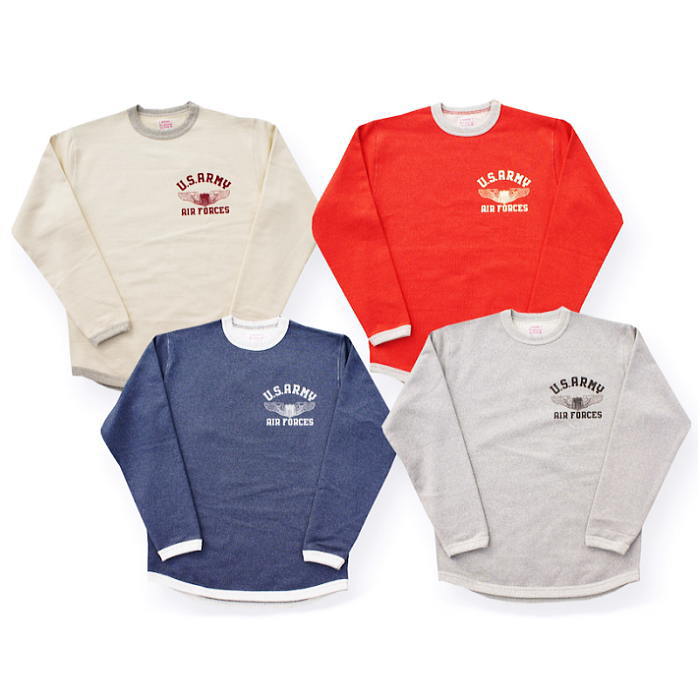 全国どこでも 貨物輸送無料 ！！春夏新作！！【CUSHMAN】パイルスウェットTEE (U.S.ARMY AIR FORCES)【クッシュマン】メンズ＆レディース 長袖ティーシャツ 流汗 綿織物100％ 日本製 26632 メンズファッション-スウェット・トレーナー