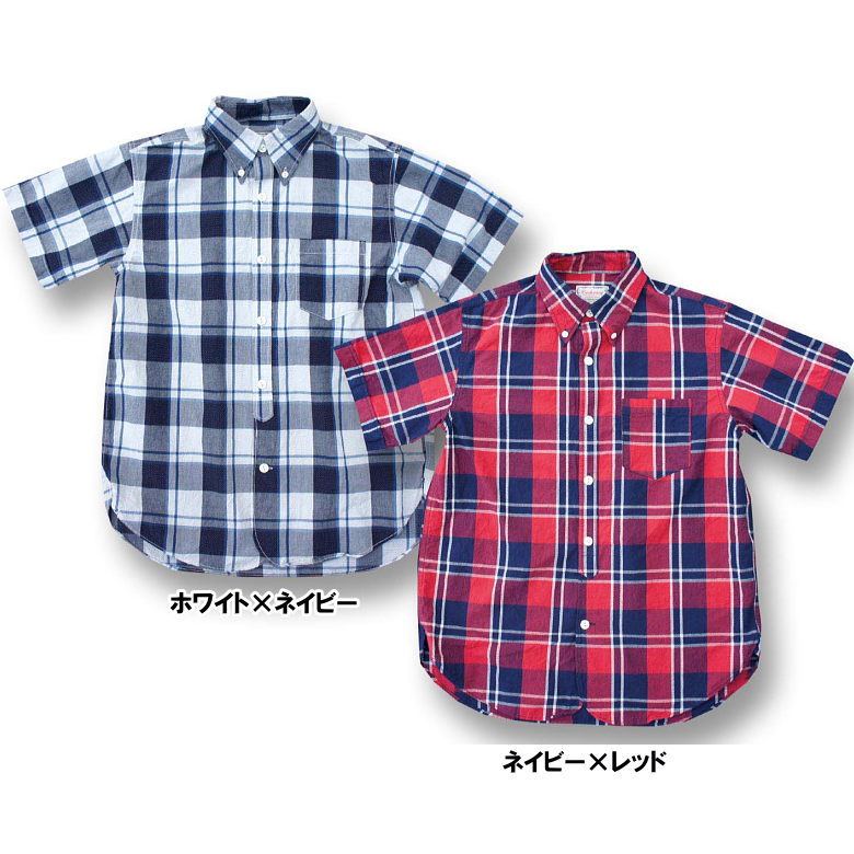 【CUSHMAN】 春夏新作! ボタンダウン 送料無料 半袖シャツ 全国どこでも 【クッシュマン】 ! ドビーチェックB.Dシャツ メンズ&レディース