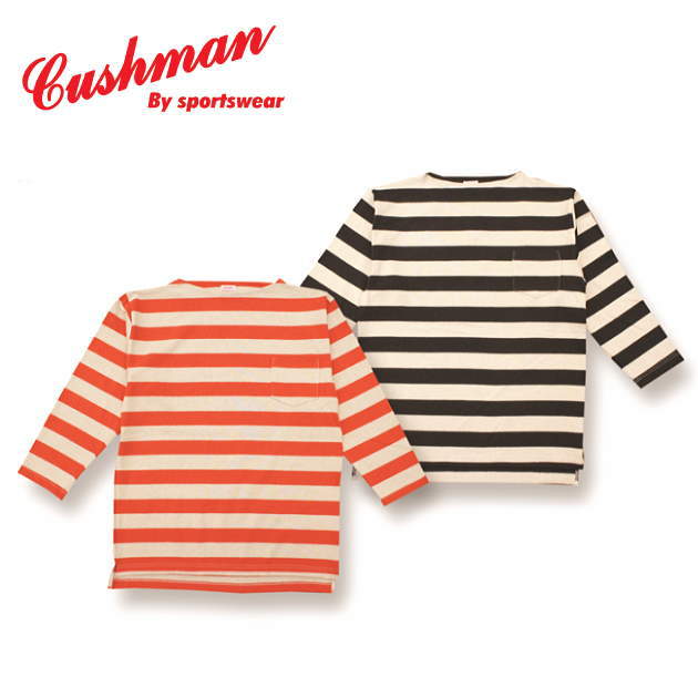 【CUSHMAN】ボーダーボートネックTEE 【クッシュマン】メンズ＆レディース ８分袖Tシャツ コットン100％ 　アメカジ 26849
