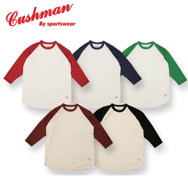 【CUSHMAN】７oz ３/４スリーブベースボールTEE 【クッシュマン】メンズ＆レディース コットン100％ 七分袖Tシャツ 日本製 アメカジ 26850