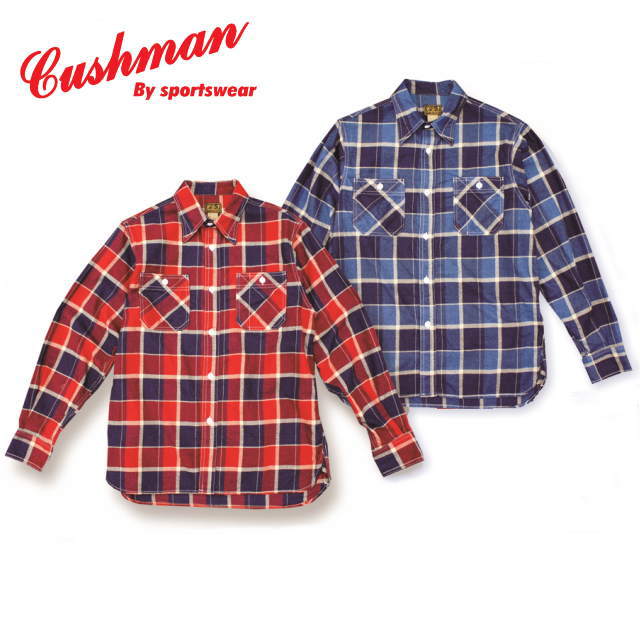 【CUSHMAN】インディゴライトネルワークシャツ 【クッシュマン】メンズ＆レディース 長袖シャツ コットン100％　25487