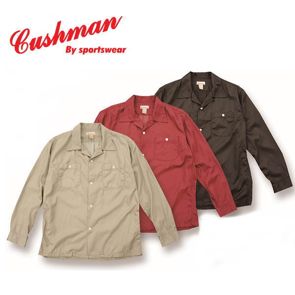 【CUSHMAN】R/C ハンドステッチオープンカラーシャツ 人絹65%  綿織物35%【クッシュマン】メンズ＆レディース 長袖プルオーバー アメカジ 25490 トップス-カジュアルシャツ-メンズファッション