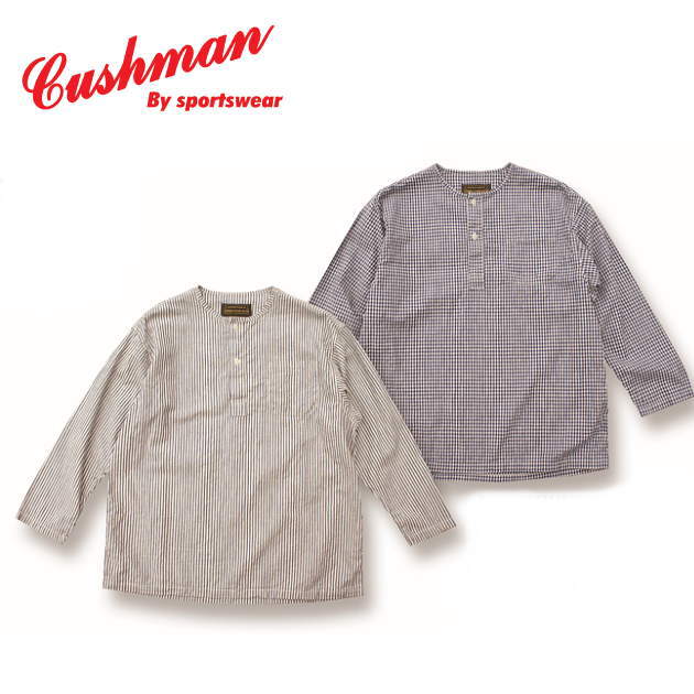 【クッシュマン】コットンリネンインディゴスリーピングシャツ 【CUSHMAN】メンズ＆レディース シャツ 8分袖 コットン75％ リネン25％ 綿 麻 アメカジ 25493