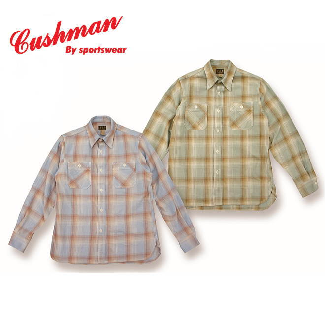 【CUSHMAN】スラブチェックワークシャツ【クッシュマン】メンズ＆レディース 長袖プルオーバー 綿織物100％ 日本製 アメカジ 25611