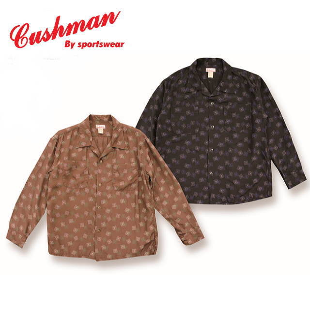 【CUSHMAN】レーヨンプリントオープンカラーシャツ 【クッシュマン】メンズ＆レディース 長袖シャツ レーヨン100% 日本製 アメカジ 25617