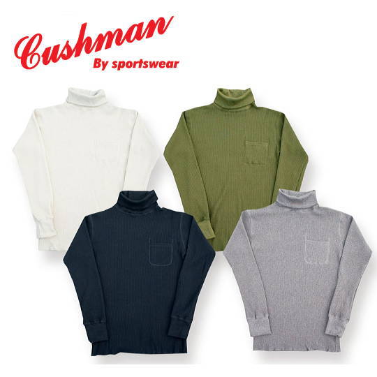 【 CUSHMAN 】ビックワッフルタートルネック ロンT【クッシュマン 】 長袖Tシャツ　メンズ＆レディース コットン100％ アメカジ 日本製 26380