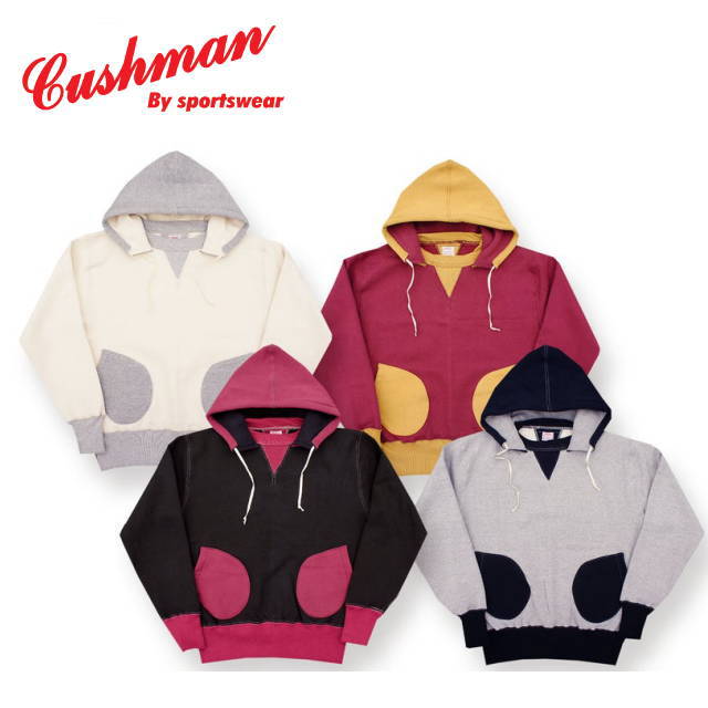【CUSHMAN】ボクシングポケットツートンパーカ 綿織物100％【クッシュマン】メンズ＆レディース 汗水 日本製 アメカジ 26383