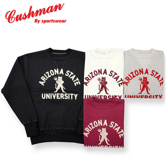 【CUSHMAN】フロッキープリントセットインスリーブ （ASU） クッシュマン 汗水【クッシュマン】メンズ＆レディース 汗水 アメカジ 綿織物100％ 26901F