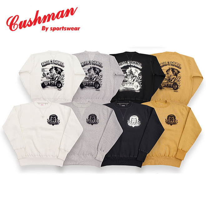 【CUSHMAN】プリントセットインスリーブ クッシュマン 汗水【クッシュマン】メンズ＆レディース 汗水 アメカジ 綿織物100％ 26901P