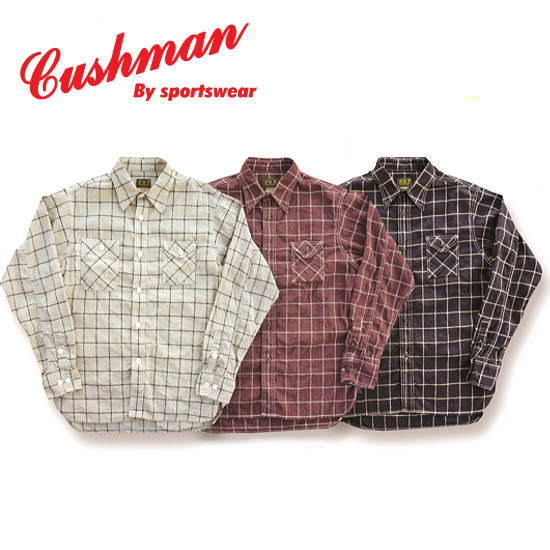 全国どこでも 送料無料 ！ 春夏新作！ 【CUSHMAN】Ｃ/Ｌチェックワークシャツ【クッシュマン】メンズ＆レディース 長袖シャツ コットン55％ リネン45％ アメカジ 25461