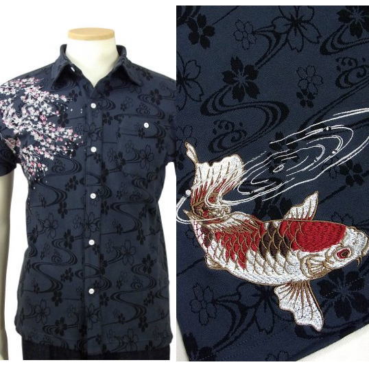 楽天市場】花旅楽団 ハナタビガクダン 和柄 半袖 シャツ 桜 刺繍