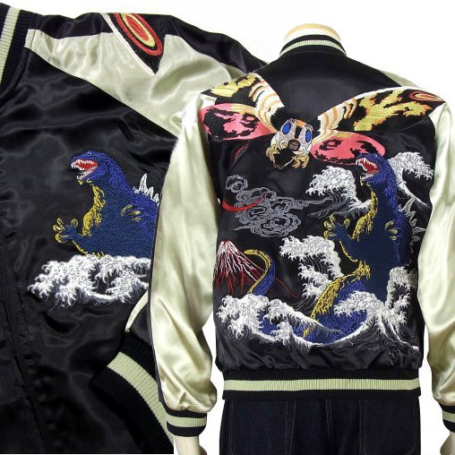 全国どこでも 送料無料 ！！秋冬新作！！限定コラボスカジャン！！【TEN STRIKE】 モスラ対ゴジラ リバーシブルスカジャン【ゴジラ×Switch Planning】 【テンストライク】メンズ＆レディース スカジャン画像