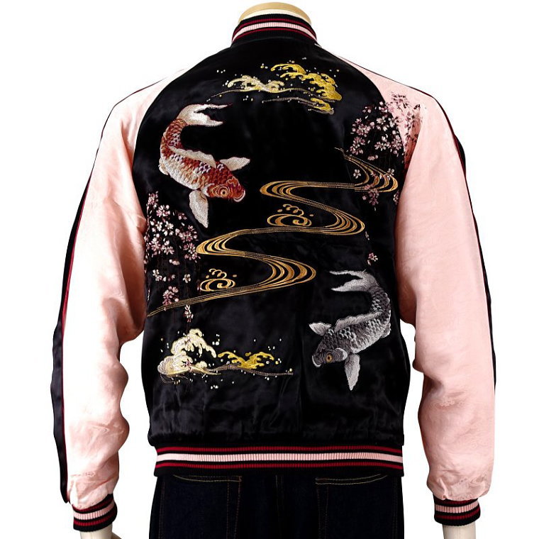 国内配送 楽天市場 全国どこでも 送料無料 年 秋冬新作 Japanesque 桜と鯉刺繍スカジャン ジャパネスク メンズ レディース 和柄 Agogo 手数料安い Nisolagua Com