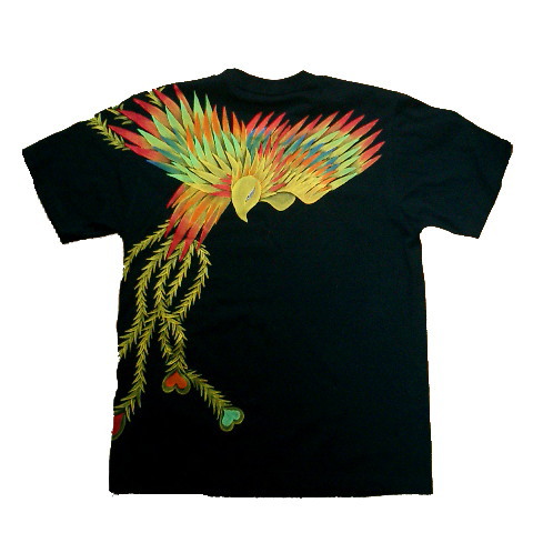 完全受注生産 【羽水】手描きTシャツ【鳳凰】 半袖/長袖 メンズ＆レディース　和柄 手描き　XSサイズからXLまで
