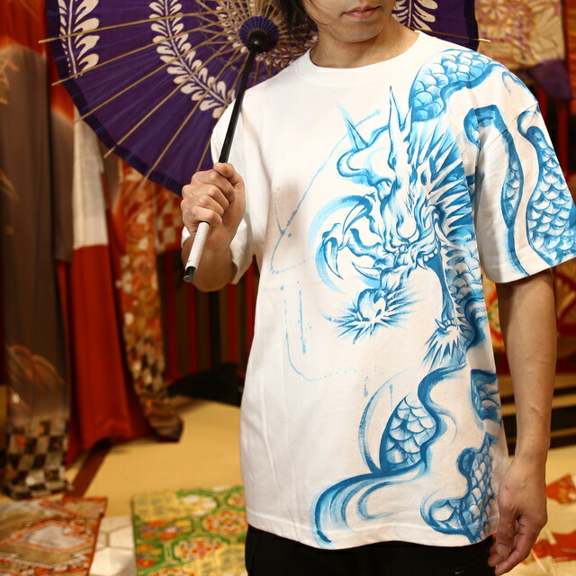 完全受注生産【羽水】手描きTシャツ【青龍】 半袖 長袖 メンズ＆レディース　和柄