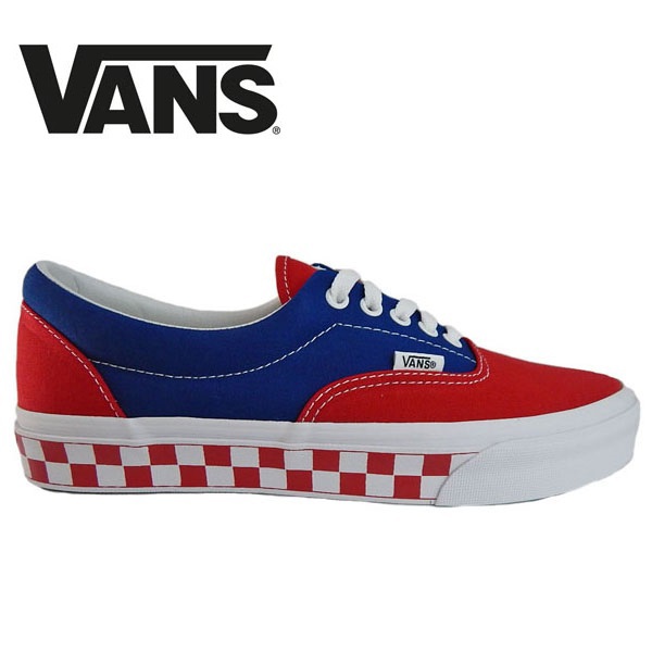 blue and red checkerboard vans