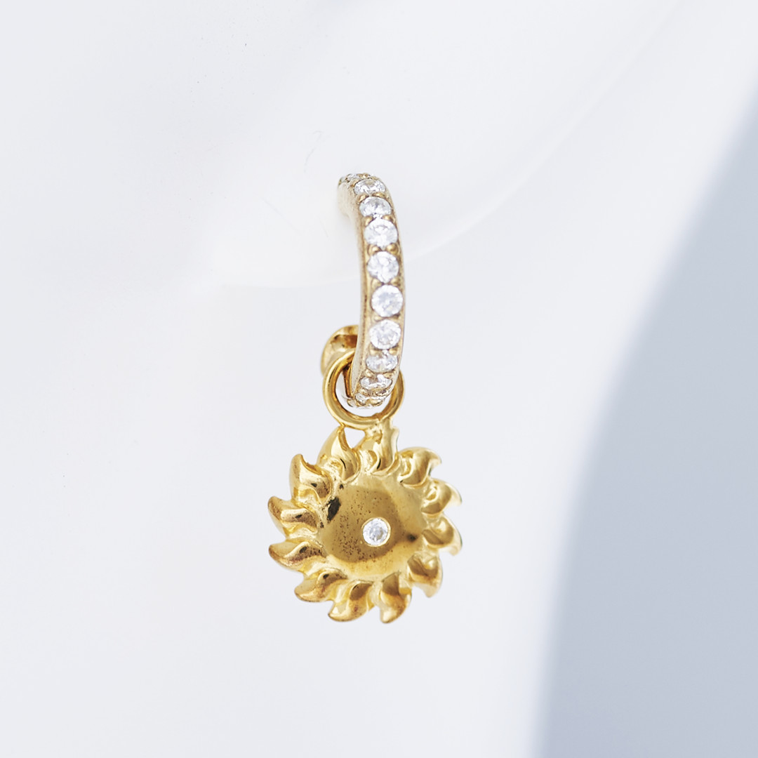 【Crescent Luna(クレセントルナ)】POWER PIERCE(片耳用/1個 ピアス フープピアス Silver925 キュービックジルコニア お天道様 付属物 差し上げ物 差し上げ物)