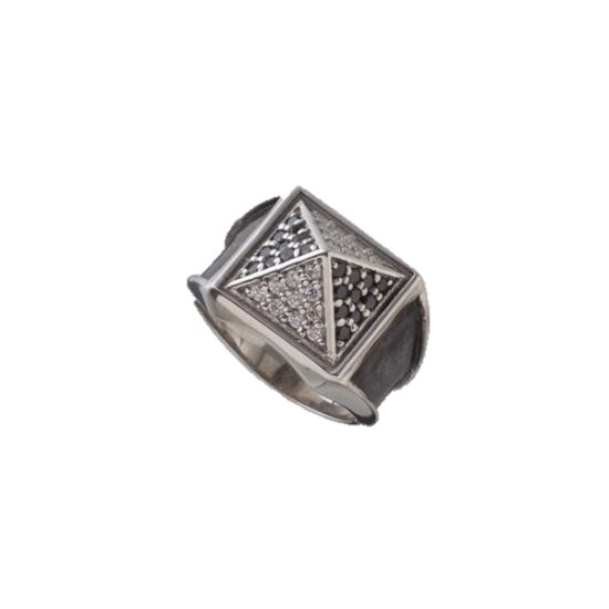 【mouchu(マウチュ)】Big Studs Ring Silver(輪っか 指環 Silver925 キュービックジルコニア 幅太め スタッズ 添え物 差し上げ物 差し上げ物)