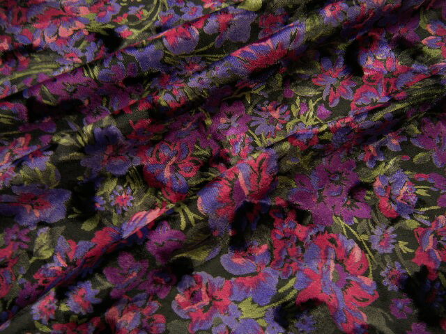 限定１点 レトロ 国産 フラワー柄 シールベルベット生地 パープル系 日本製 生地 服地 布地 布 花柄 As187 ｊ 40 Offの激安セール