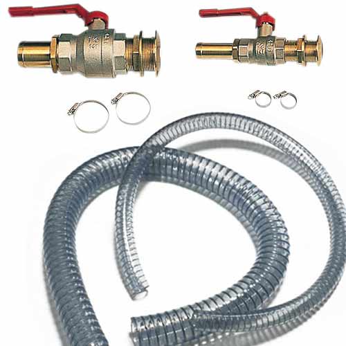 マリントイレ用ボールバルブ＆スルハル　ホース用　19mm (3/4) バルブウォーターホースパーツ、シャットオフ付きコネクター、バルブ