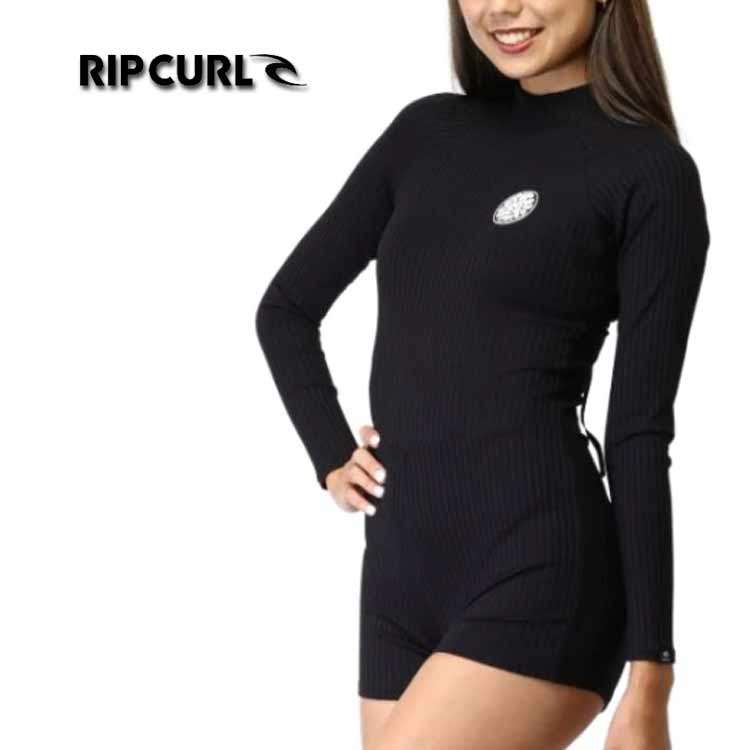 【RIPCURL/リップカール】12OWRV PREMIUM SURF BOYLEG UV SSUITラッシュスーツ BLACK レディース リブ素材 UVカット ボディスーツ｜熊人店