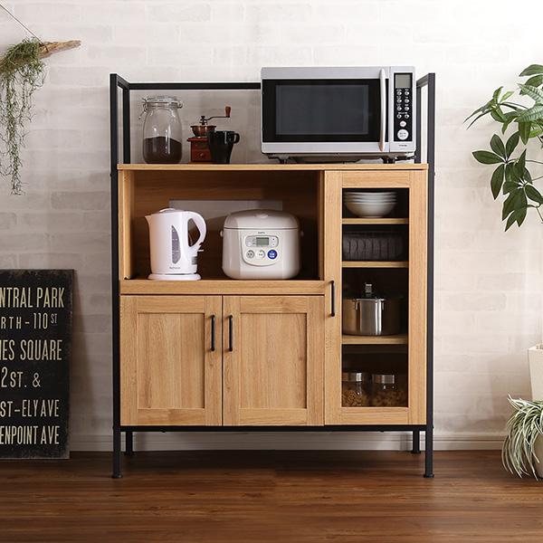 楽天市場】あす楽 食器棚 レンジ台 ガラス扉 スライドテーブル