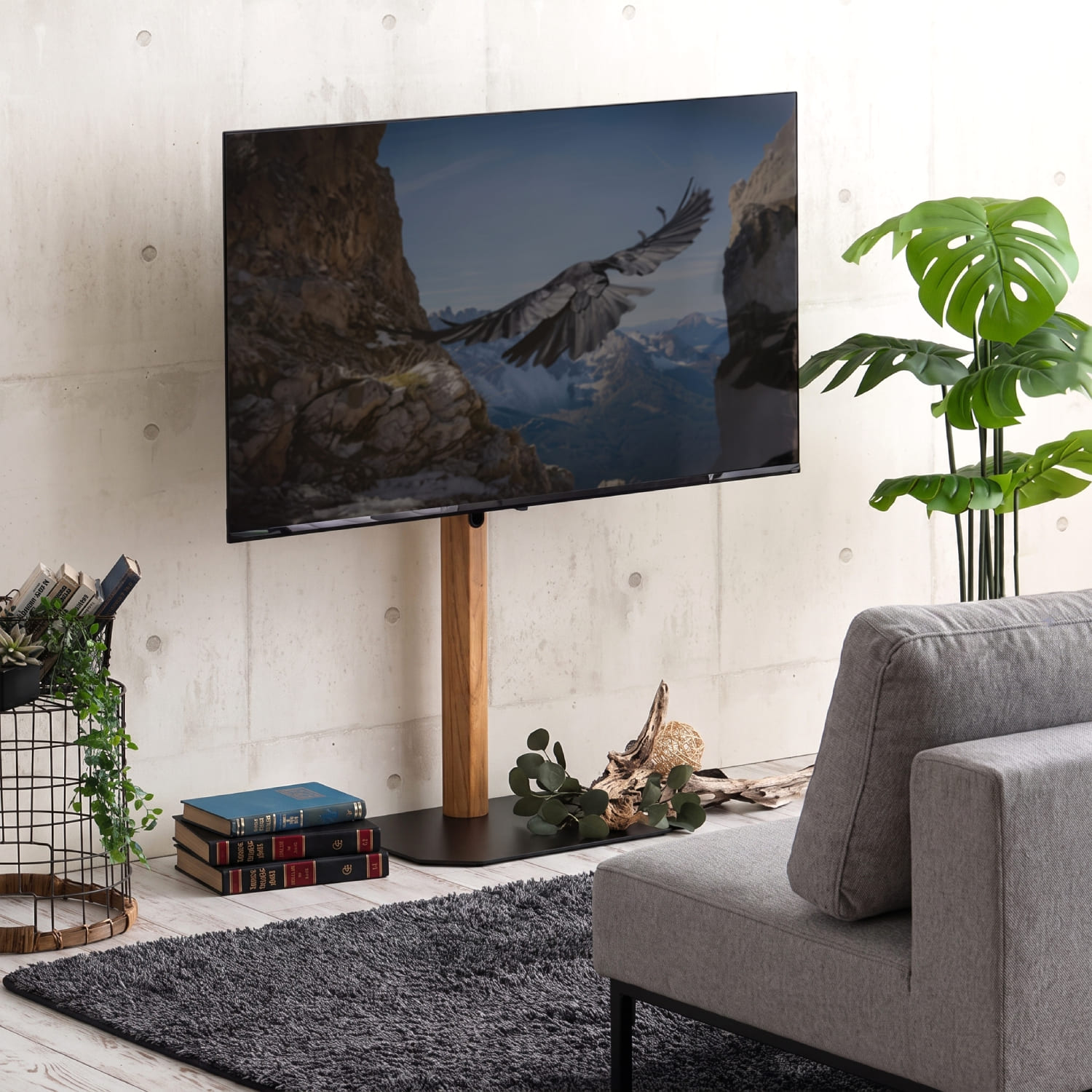 テレビスタンド 収納 棚付き 首振り スイング 回転 角度調整 低い ロータイプ 耐震 角置き 斜め コーナーテレビ台 小型対応 昇降 高さ調整 スリム 転倒防止 自立式 モニター 壁寄せ 配線コード隠し 32型 37型 40型 43型 50型 55型 60型 65型 木目 ブラウン ナチュラル｜家具・インテリア通販 アットカグ 10,139円